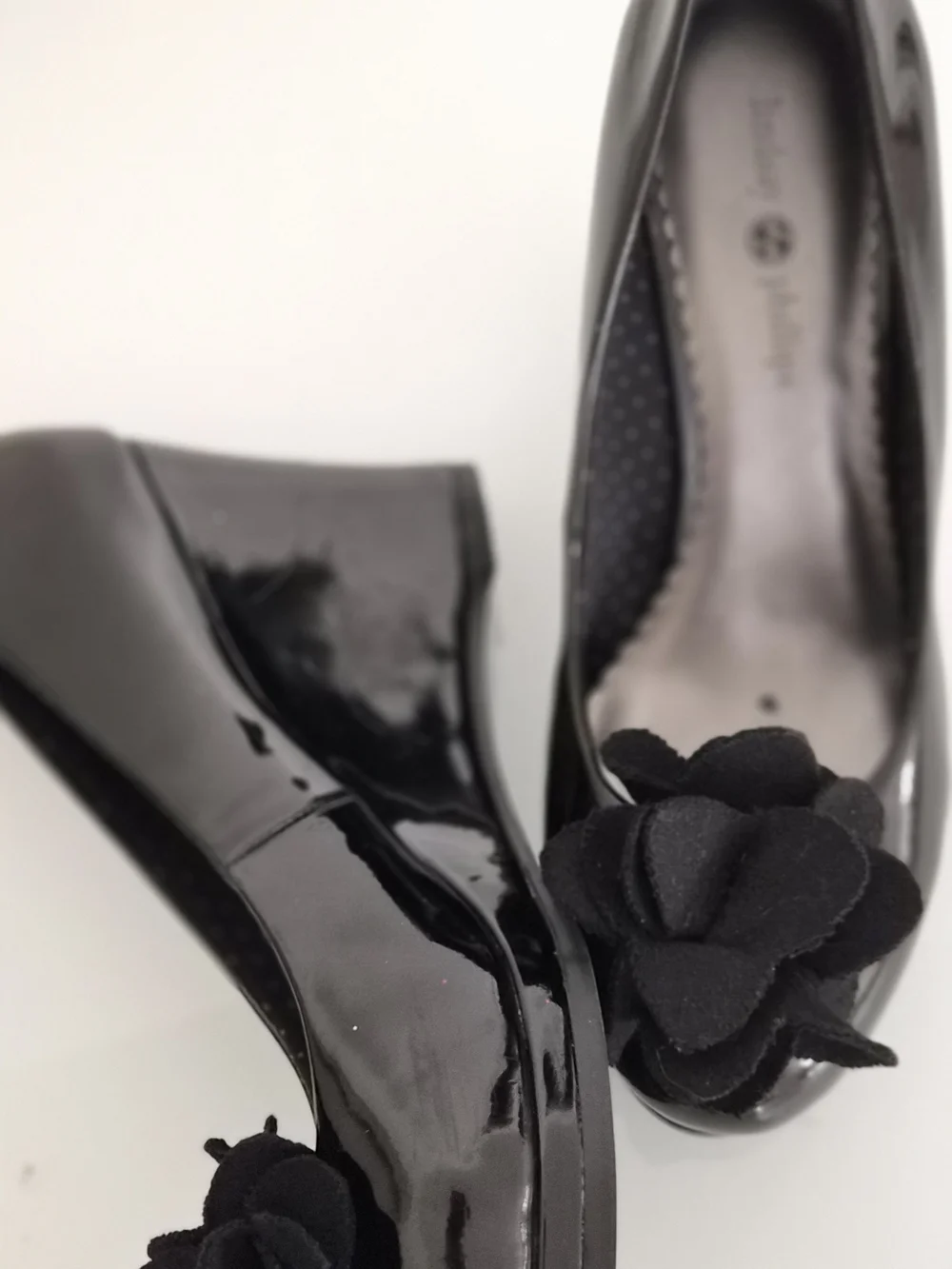 Black Patent Wedge Pumps with Lindsay Phillips Kristen Black 6M